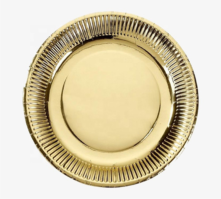 Food Grade wegwerp biologisch afbreekbare papieren borden rond goud voor restaurant