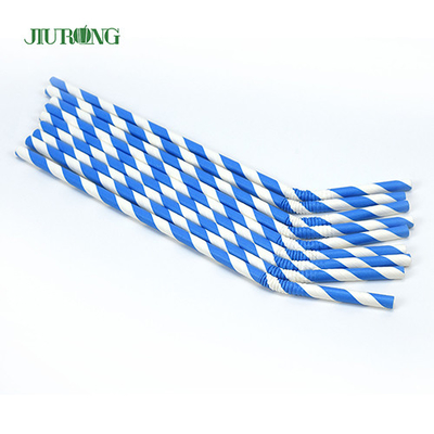 Biologisch afbreekbare buigzame papieren rietjes Blauw gestreept Food Grade