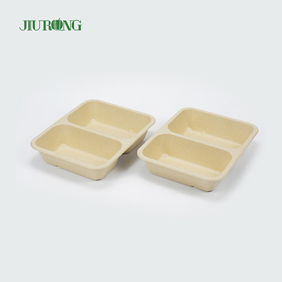 Wegwerp biologisch afbreekbare suikerriet Clamshell voedselcontainer 3 compartimenten