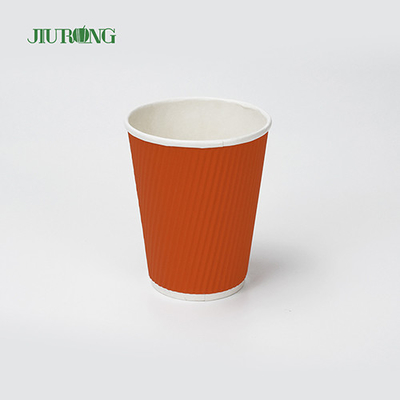 Food Grade biologisch afbreekbare 12oz Kraft Ripple Paper Cups met deksel