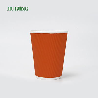 Food Grade biologisch afbreekbare 12oz Kraft Ripple Paper Cups met deksel