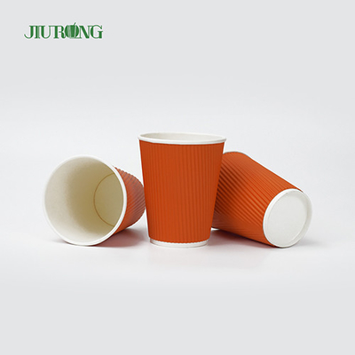 Food Grade biologisch afbreekbare 12oz Kraft Ripple Paper Cups met deksel