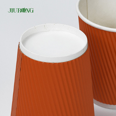 Food Grade biologisch afbreekbare 12oz Kraft Ripple Paper Cups met deksel