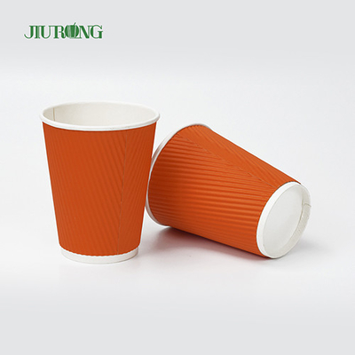 Food Grade biologisch afbreekbare 12oz Kraft Ripple Paper Cups met deksel