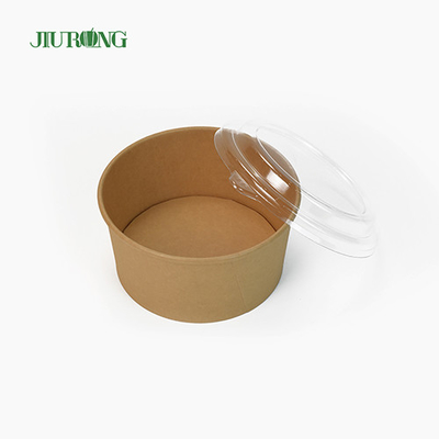 1100ml Eco-vriendelijk Kraft-papier Slakom wegwerp met PET-deksel