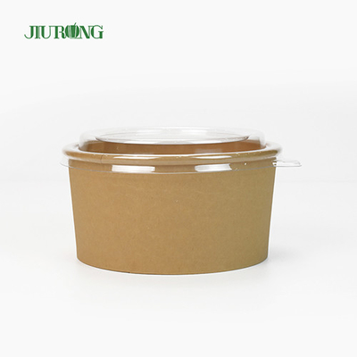 1100ml Eco-vriendelijk Kraft-papier Slakom wegwerp met PET-deksel