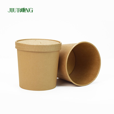 16 OZ Servies Paper Cup Bowl Biologisch afbreekbare kleine papieren kommen met deksels