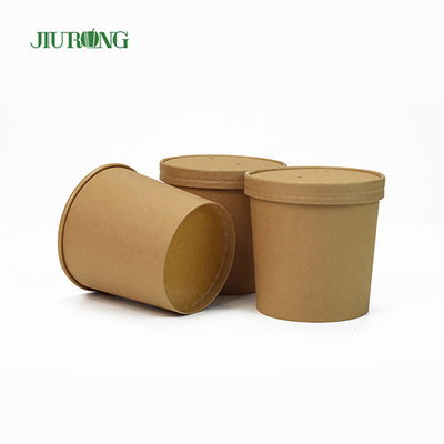 16 OZ Servies Paper Cup Bowl Biologisch afbreekbare kleine papieren kommen met deksels