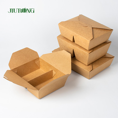 De biologisch afbreekbare Kraftpapier-Document Verpakkende Container van Togo Box Fast Food Takeaway
