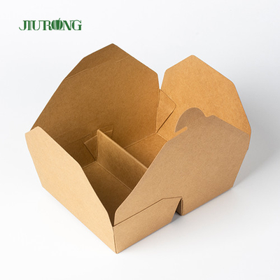 De biologisch afbreekbare Kraftpapier-Document Verpakkende Container van Togo Box Fast Food Takeaway