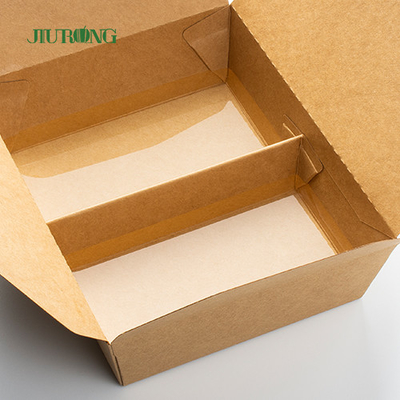De biologisch afbreekbare Kraftpapier-Document Verpakkende Container van Togo Box Fast Food Takeaway