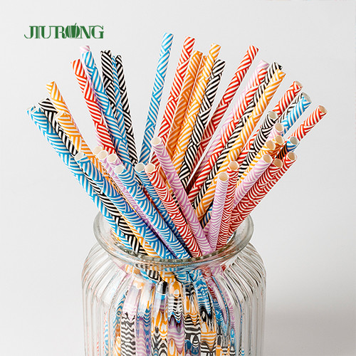 Kleurrijk Beschikbaar Biologisch afbreekbaar Document die Straw Striped Pattern Food Grade drinken